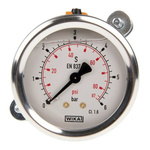 WIKA G 1/4 Analogue Pressure Gauge 6bar Back Entry, 7075538, UKAS, 0bar min.