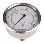 WIKA Analogue Pressure Gauge 100bar Back Entry, 7656072, UKAS, 0bar min.