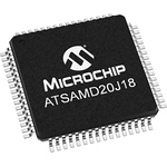 Microchip ATSAMD20J18A-AUT, 32bit ARM Cortex M0 Microcontroller, ATSAM, 48MHz, 256 kB Flash, 64-Pin TQFP