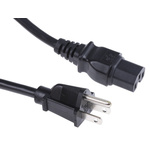 RS PRO 2m Power Cable, C15, IEC to NEMA 5-15P, US Plug