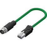 RS PRO Cat5e Straight Male M12 to Male RJ45 Ethernet Cable, 2m