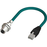 RS PRO Cat6 Straight Female M12 to Male RJ45 Ethernet Cable, 1m
