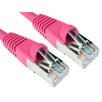 RS PRO Cat6a Straight Male RJ45 to Straight Male RJ45 Ethernet Cable, S/FTP, Pink LSZH Sheath, 250mm, Low Smoke Zero