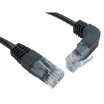 RS PRO Cat5e Straight Male RJ45 to Right Angle Male RJ45 Ethernet Cable, UTP, Black PVC Sheath, 2m