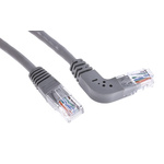 RS PRO Cat5e Straight Male RJ45 to Right Angle Male RJ45 Ethernet Cable, U/UTP, Grey PVC Sheath, 2m
