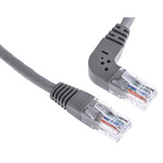 RS PRO Cat5e Straight Male RJ45 to Right Angle Male RJ45 Ethernet Cable, U/UTP, Grey PVC Sheath, 5m