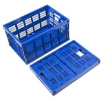 RS PRO 45L Blue PP Large Folding Crate, 535mm x 360mm x 280mm