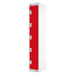 RS PRO 5 Door Steel Red Storage Locker, 1800 mm x 300 mm x 450mm