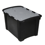 RS PRO 60L Black, Grey PP Large Storage Box, 385mm x 595mm x 412mm