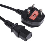 RS PRO 2m Power Cable, C17, IEC to UK Plug, 10 A, 250 V