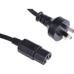 RS PRO 2m Power Cable, C15, IEC to AS/NZS 3112, Australian/New Zealand Plug, 10 A, 250 V