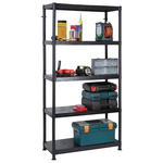 RS PRO Black 5 Shelf Shelving Unit, 1840mm x 900mm x 400mm, 50kg Load