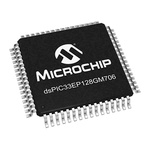 DSPIC33EP128GM706-I/PT Microchip dsPIC33EP, 16bit Digital Signal Processor 70MIPS 128 kB Flash 64-Pin TQFP