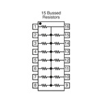 Bourns, 4100R 1kΩ ±2% Bussed Resistor Array, 15 Resistors, 2.25W total, DIP, Through Hole