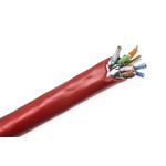 CAE Cat6 Ethernet Cable, U/FTP, Red PVC Sheath, 100m, IEC 60332-1