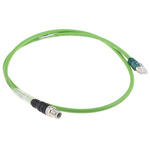 Schneider Electric Straight Male M12 to Straight Male RJ45 Ethernet Cable PVC Sheath, 1m