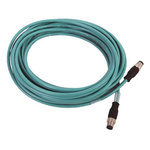 Rockwell Automation Cat5e Straight M12 to Straight M12 Ethernet Cable, Foil and Braid, Green, 1m