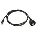 Bulgin Cat5e Straight Male RJ45 to Straight Male RJ45 Ethernet Cable, S/FTP, Black PUR Sheath, 2m