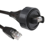 Bulgin Cat5e Straight Male RJ45 to Straight Male RJ45 Ethernet Cable, S/FTP, Black PUR Sheath, 3m