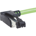 HARTING Cat5 Right Angle Male RJ45 to Unterminated Ethernet Cable, U/FTP, Green PVC Sheath, 2m
