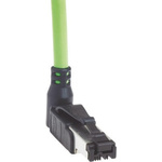 HARTING Cat5 Right Angle Male RJ45 to Unterminated Ethernet Cable, U/FTP, Green PVC Sheath, 1m