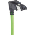 HARTING Cat5 Right Angle Male RJ45 to Unterminated Ethernet Cable, U/FTP, Green PVC Sheath, 3m
