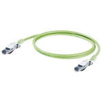 Weidmuller Cat5 Straight Male RJ45 to Straight Male RJ45 Ethernet Cable, SF/UTP, Green PUR Sheath, 0.5m