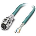 Phoenix Contact Cat5 Straight Female M12 to Unterminated Ethernet Cable, Blue PUR Sheath, 1m