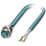 Phoenix Contact Cat5 Straight Female M12 to Unterminated Ethernet Cable, Blue PUR Sheath, 5m