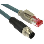 Phoenix Contact Cat5 Straight Male M12 to Straight Male RJ45 Ethernet Cable, Aluminium Foil, Tinned Copper Braid, Blue