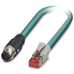 Phoenix Contact Cat5 Straight Male M12 to Straight Male RJ45 Ethernet Cable, Blue PUR Sheath, 500mm