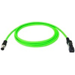 Telegartner Cat5 Straight Male M12 to Male RJ45 Ethernet Cable, Green PUR Sheath, 1m