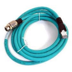 Turck Cat5e Straight Female M12 to Straight Male RJ45 Ethernet Cable, Teal TPE Sheath, 3m