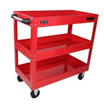 RS PRO 3 Shelf Steel Trolley Workshop Tool Trolley, 890 x 420 x 800mm, 50 (Per Level)kg Load