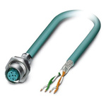 Phoenix Contact Cat5 Straight Female M12 to Unterminated Ethernet Cable, Blue PUR Sheath, 500mm