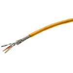 HARTING Cat7 Ethernet Cable, SF/FTP, Yellow Polyurethane Sheath, 100m, Flame Retardant, Halogen Free
