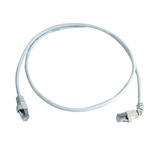 Telegartner Cat6a Right Angle Male RJ45 to Male RJ45 Ethernet Cable, S/FTP, White LSZH Sheath, 0.5m