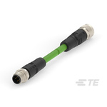 TE Connectivity Cat5e Straight Female M12 to Male M12 Ethernet Cable, 500mm