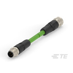 TE Connectivity Cat5e Straight Female M12 to Male M12 Ethernet Cable, 0.5m