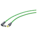 Siemens Cat6a Male M12 to RJ45 Ethernet Cable, Aluminium foil with a braided tin-plated copper wire screen, Green, 2m