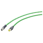 Siemens Cat6a Male M12 to RJ45 Ethernet Cable, Aluminium foil with a braided tin-plated copper wire screen, Green, 15m