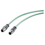 Siemens Cat5e Male M12 to M12 Ethernet Cable, Aluminium Foil, Tinned Copper Braid, Green, 5m