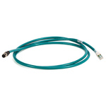Rockwell Automation Cat5e Straight M12 to Straight M12 Ethernet Cable, Foil, Green, 1m