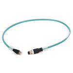 Rockwell Automation Cat5e Straight M12 to Straight RJ45 Ethernet Cable, Foil and Braid, Green, 600mm