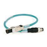 Rockwell Automation Cat5e Straight M12 to Straight RJ45 Ethernet Cable, Foil and Braid, Green, 8m