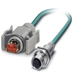 Phoenix Contact Cat5e Straight Male M12 to Straight Male RJ45 Ethernet Cable, Shielded, Green, 2m