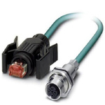Phoenix Contact Cat5e Straight Male M12 to Straight Male RJ45 Ethernet Cable, Shielded, Blue, 2m