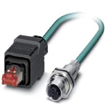 Phoenix Contact Cat5e Straight Female M12 to Straight Male RJ45 Ethernet Cable, Shielded, Blue, 2m