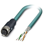 Phoenix Contact Cat5 Straight Female M12 to Unterminated Ethernet Cable, Shielded, Blue, 10m