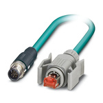 Phoenix Contact Cat5 Straight Male M12 to Straight Male RJ45 Ethernet Cable, Shielded, Blue, 10m